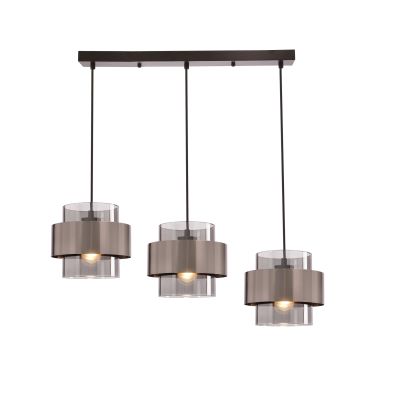 CANDELLUX  Lampa wisząca Spiega lczarny+satyna nikiel 3x60W E27 klosz dymiony