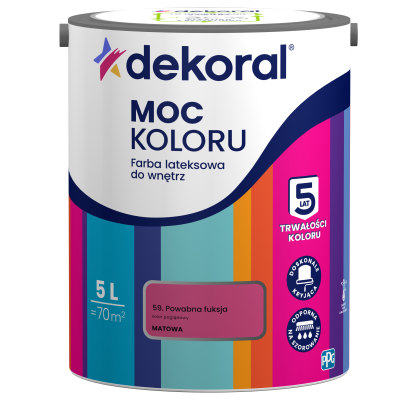 Farba emulsyjna Dekoral Akrylit w 5 L powabna fuksja