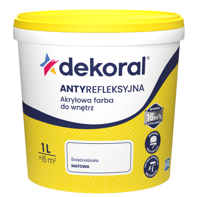 FARBA EMULSJA DEKORAL POLINAK PLUS ANTYREF. 1L śnieżnobiały