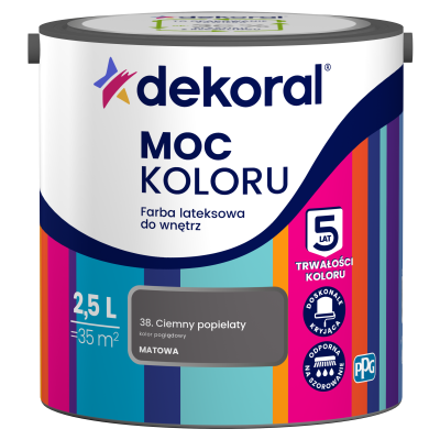 FARBA EMULSJA DEKORAL MOC KOLORU ciemny popielaty 2,5 L