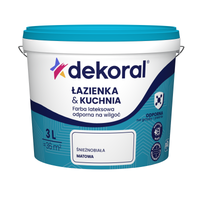 FARBA EMULSJA DEKORAL MALEINAK PLUS do kuchni i łazienek biały 3l