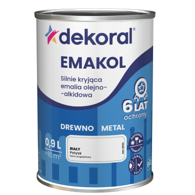Farba emalia Dekoral Emakol Strong 0,9 L biała