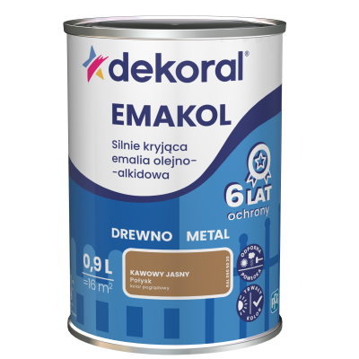 FARBA EMALIA DEKORAL EMAKOL STRONG kawowy jasny 0,9l DREWNO-METAL
