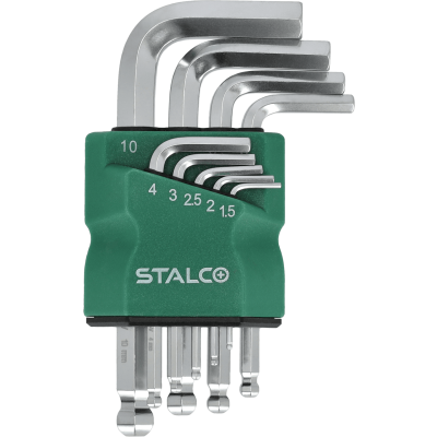STALCO KLUCZE SZEŚCIOKĄTNE 1.5-2-2.5-3-4-5-6-8-10mm IMBUSY Z KULKĄ KRÓTKIE S