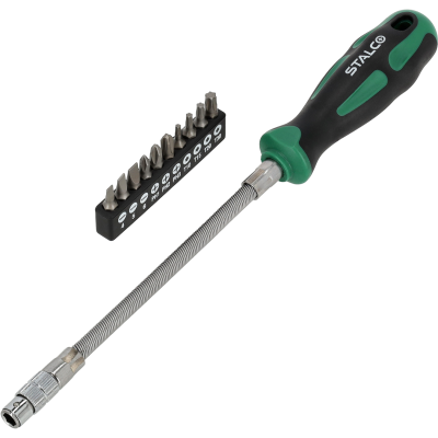 Wkrętak elastyczny 11 el. z końcówkami 1/4"x25 mm Stalco