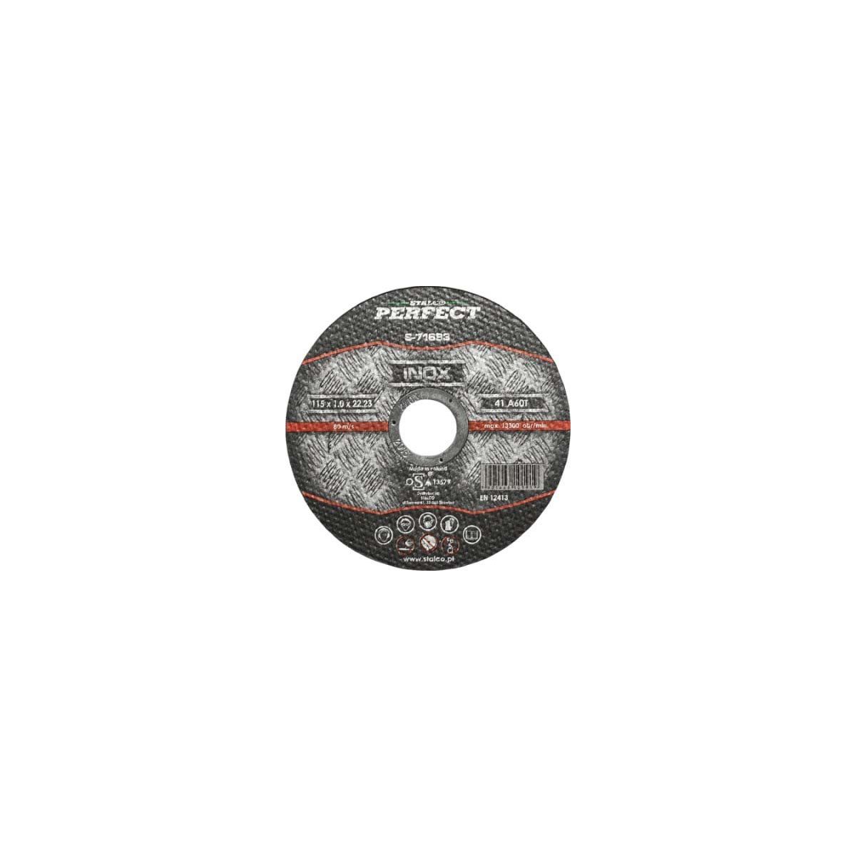Tarcza metalowa 115*1,0 Stalco plaska Inox Perfect S-71683