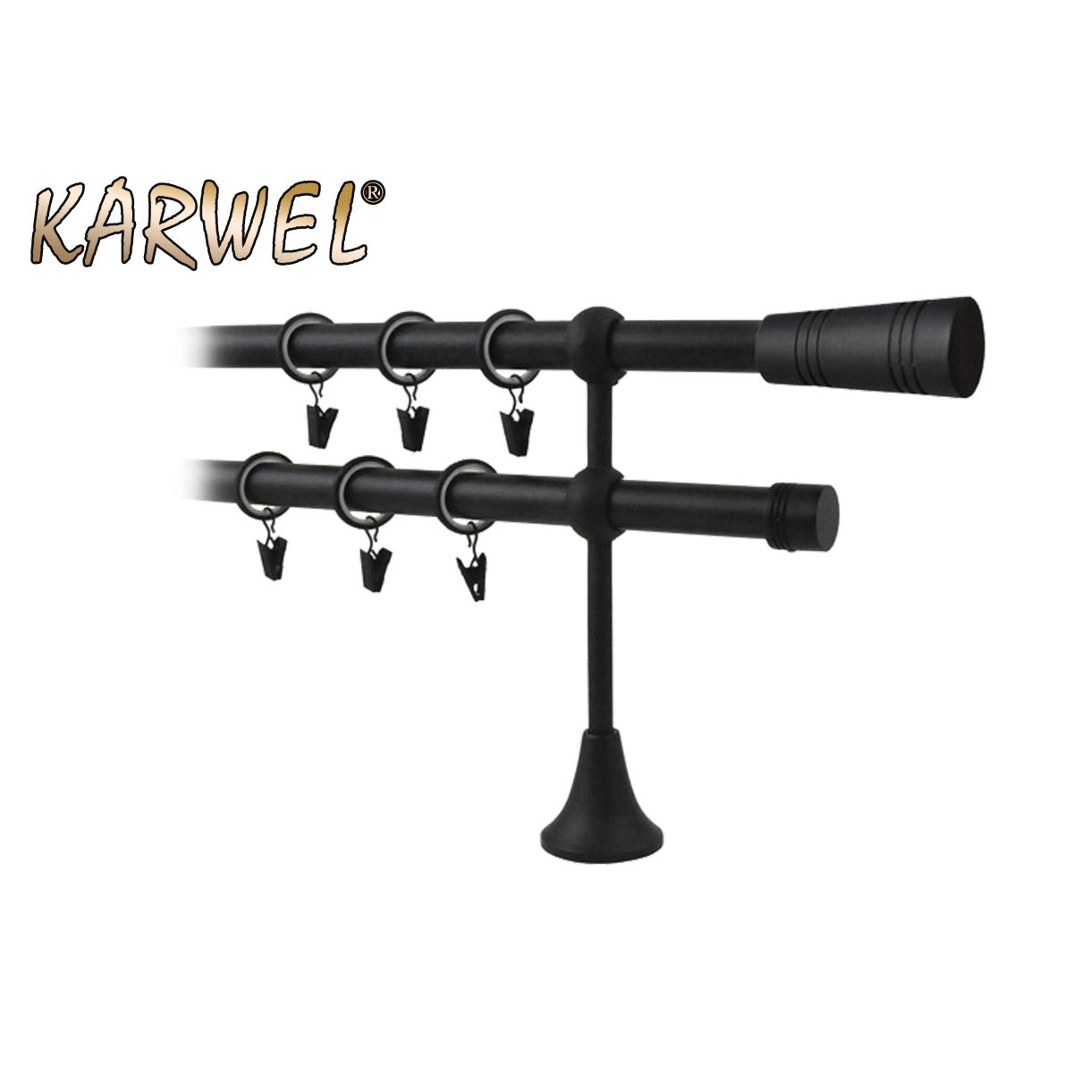 Karnisz Karwel Victoria FI19 podwójny 3,0 czarny Tuba (Folia) Tubo
