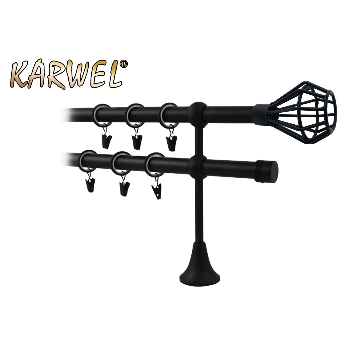 Karnisz Karwel Victoria FI19 podwójny 2,4 czarny Azurro (folia) Karwel