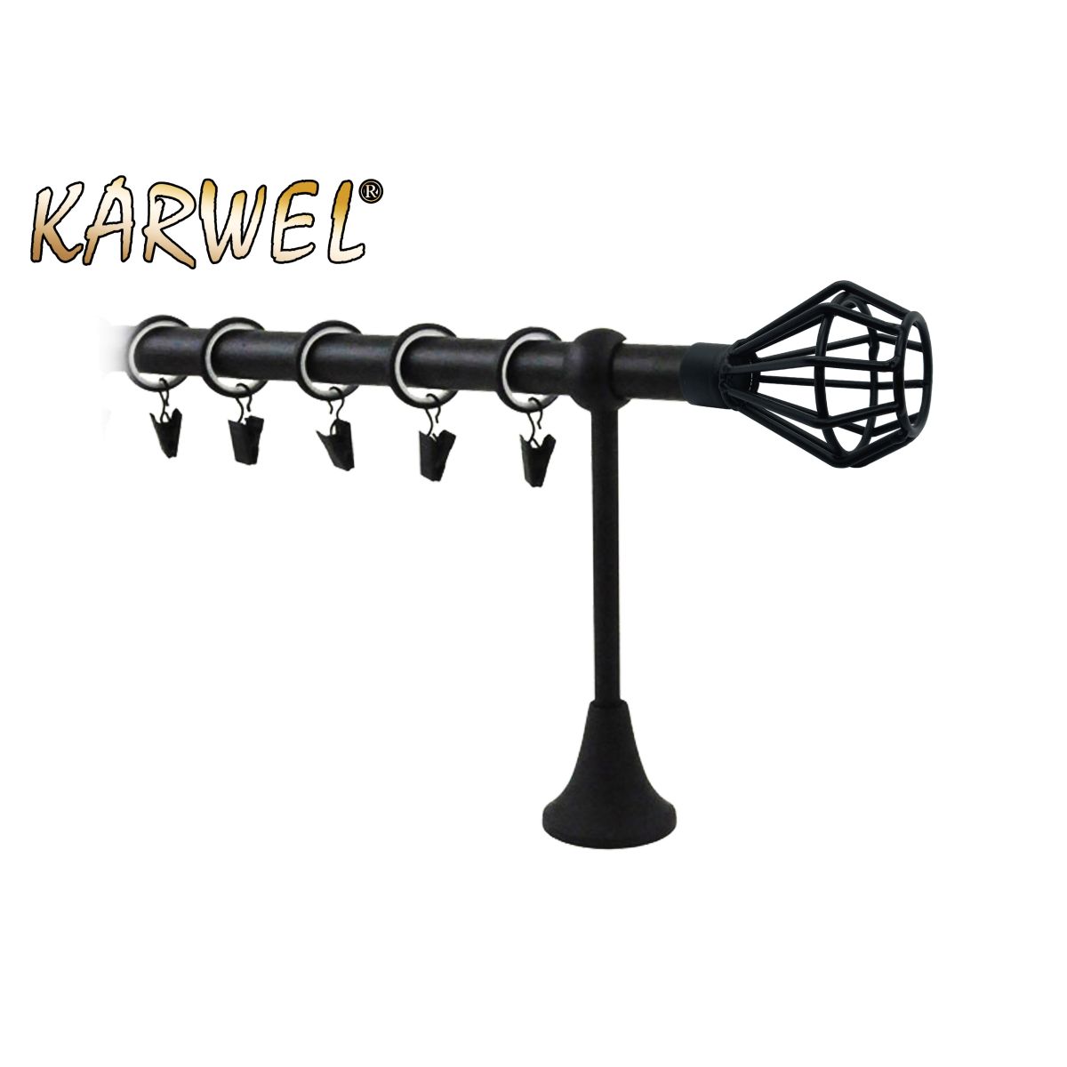 Karnisz Karwel Victoria FI19 pojedynczy 1,6 czarny Azurro (folia) Karwel