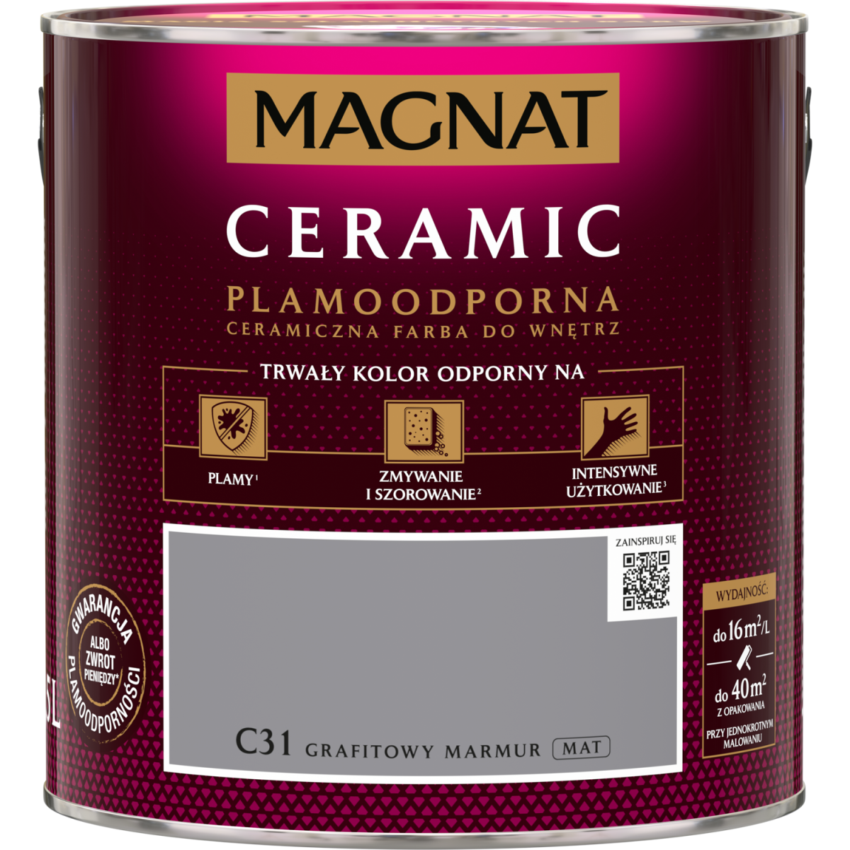 FARBA CERAMICZNA MAGNAT Ceramic GRAFITOWY MARMUR C31  2,5L
