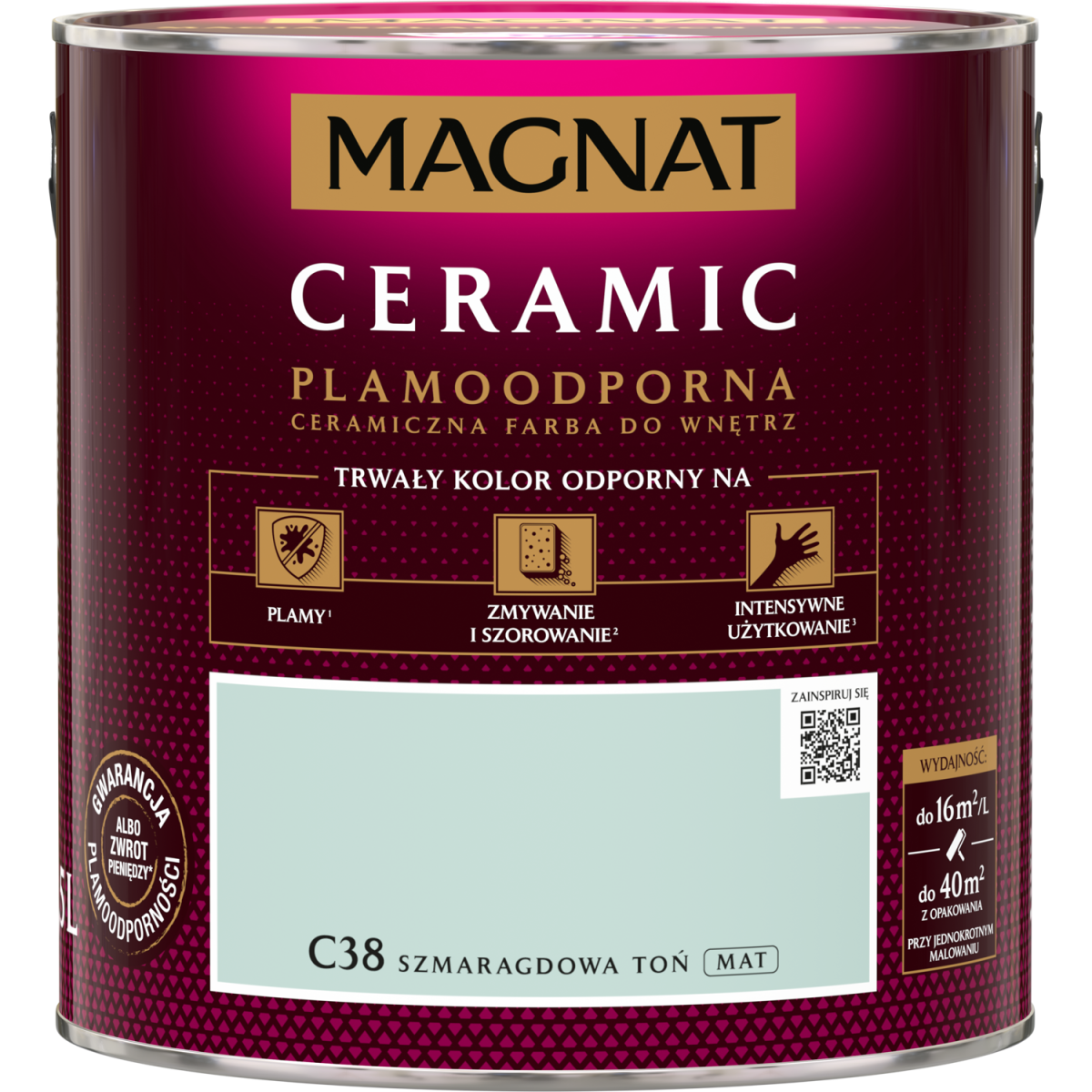 FARBA CERAMICZNA MAGNAT Ceramic SZMARAGDOWA TOŃ C38  2,5L