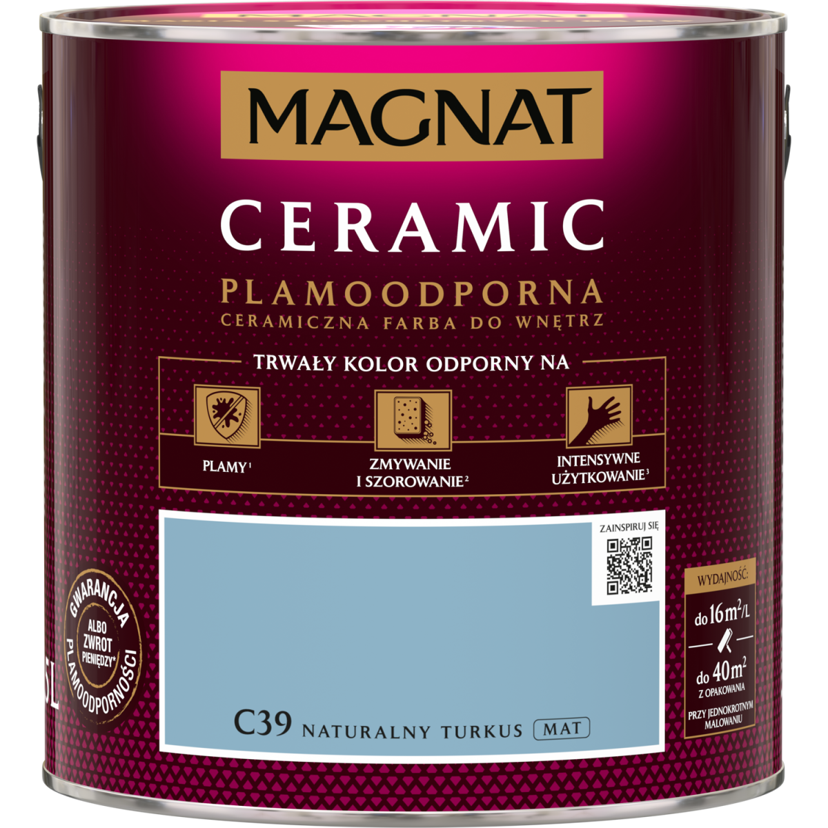 FARBA CERAMICZNA MAGNAT Ceramic NATURALNY TURKUS C39  2,5L