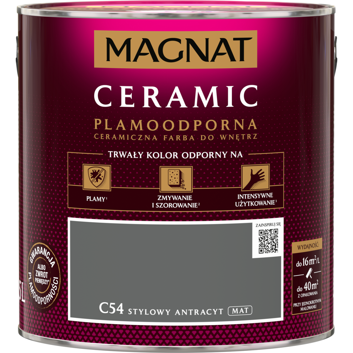FARBA CERAMICZNA MAGNAT Ceramic STYLOWY ANTRACYT C54 2,5L