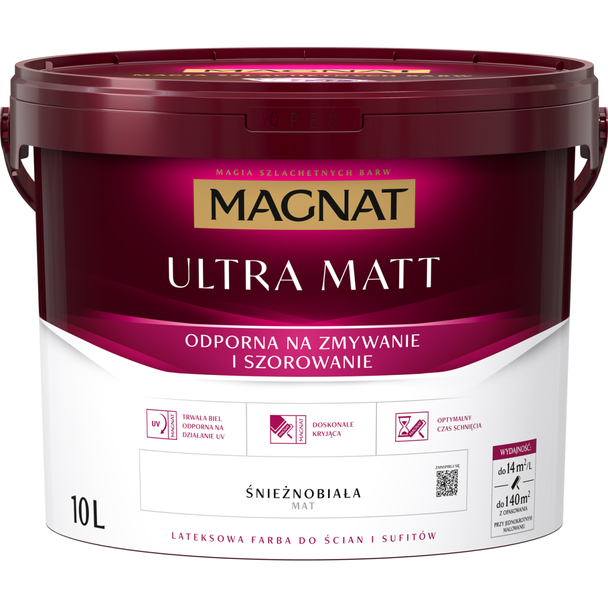 FARBA LATEKSOWA ŚNIEŻKA MAGNAT Ultra matt biały 10L