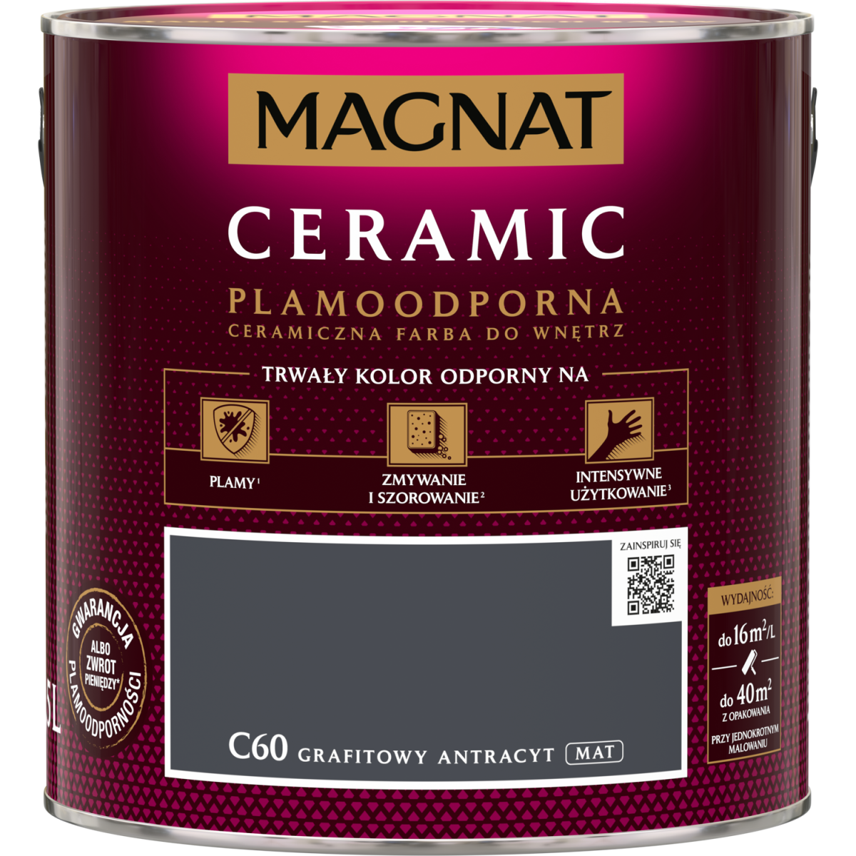FARBA CERAMICZNA MAGNAT Ceramic GRAFITOWY ANTRACYT C60 2,5L