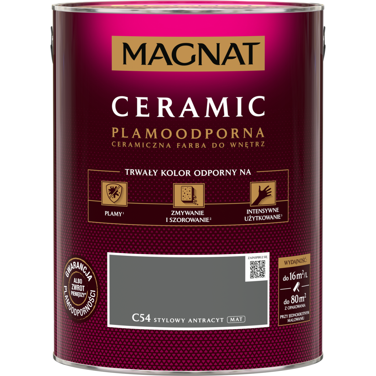 FARBA CERAMICZNA MAGNAT Ceramic STYLOWY ANTRACYT C54 5L