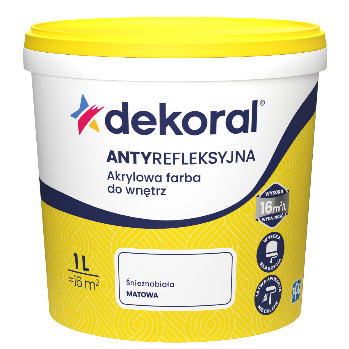 FARBA EMULSJA DEKORAL POLINAK PLUS ANTYREF. 1L śnieżnobiały