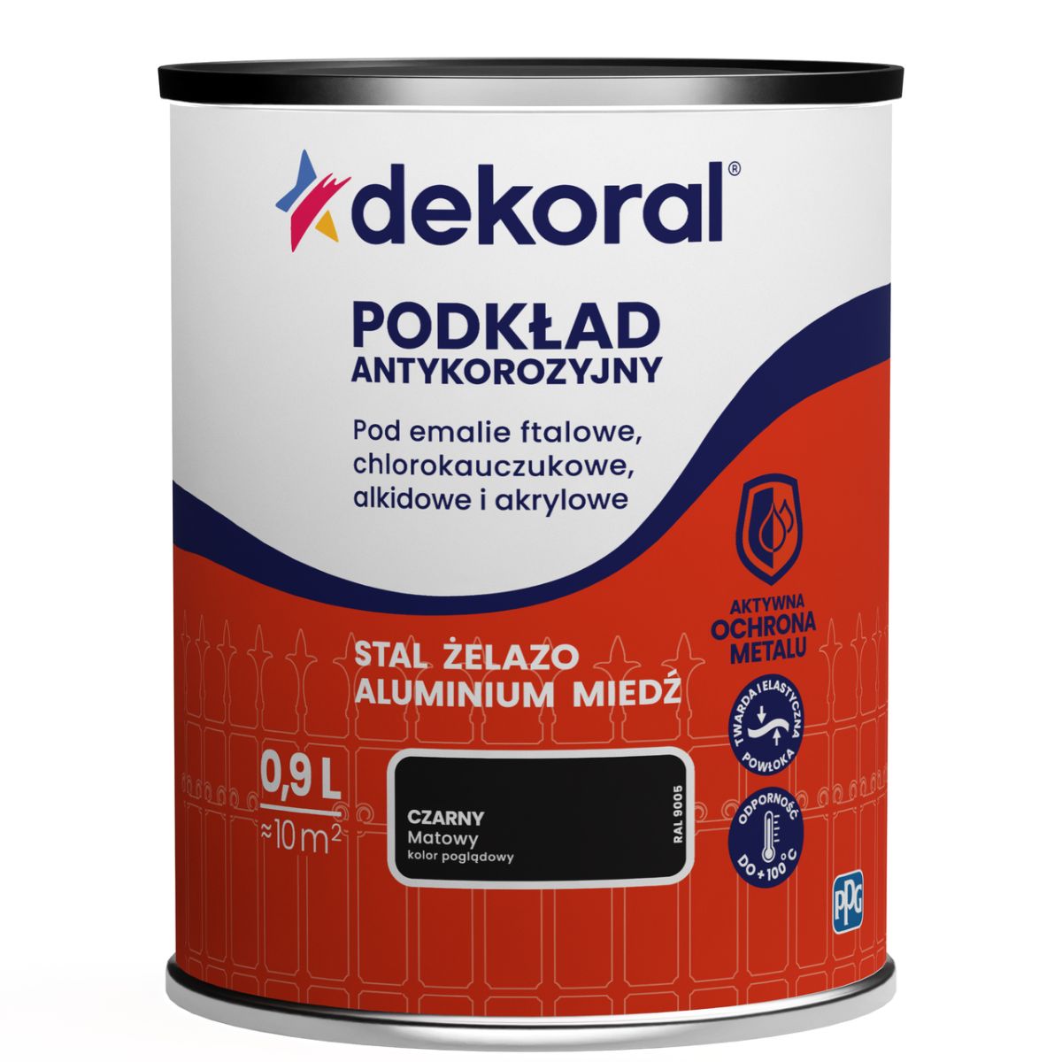 Farba Neokor Dekoral 0,9 L czarny antykor. do metalu