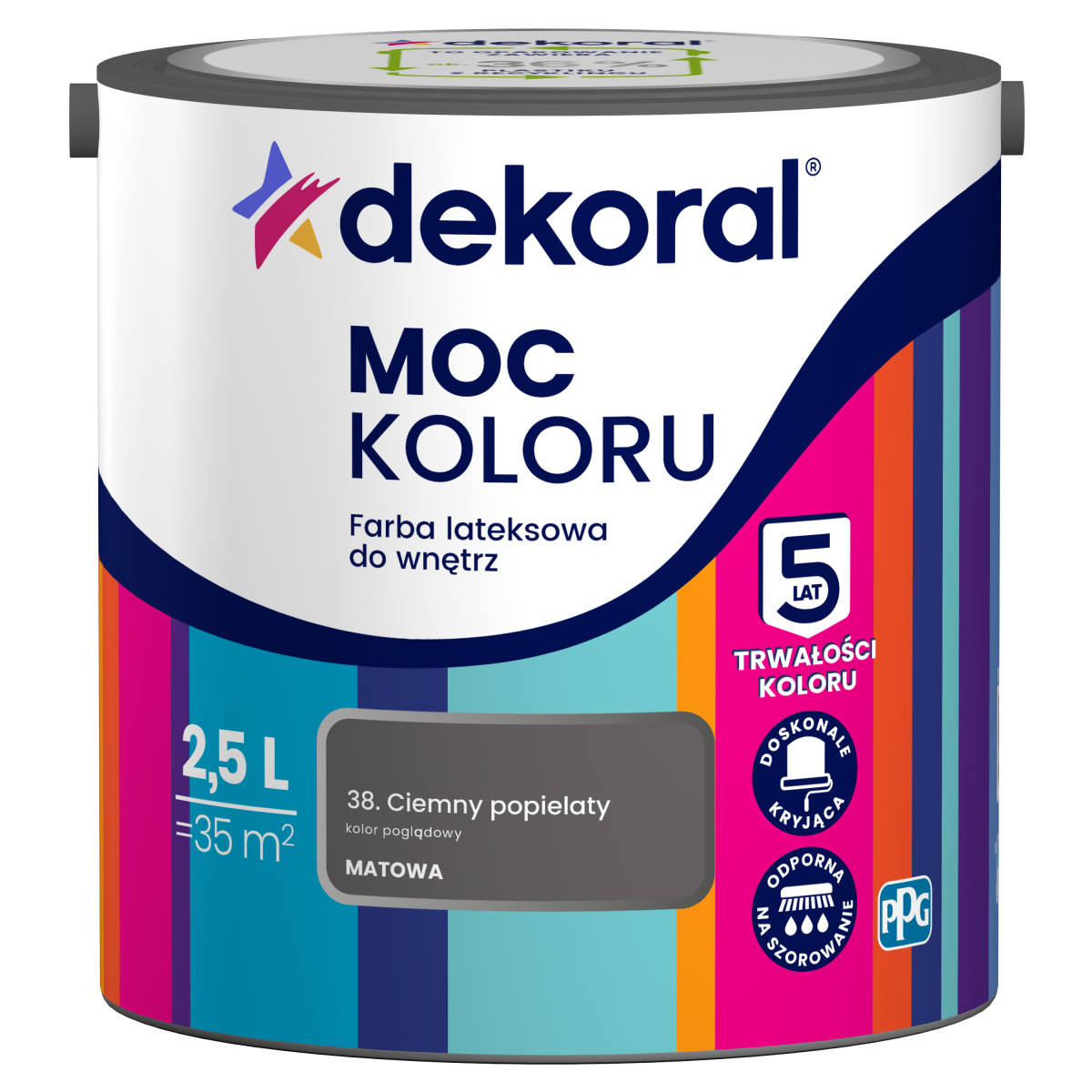 FARBA EMULSJA DEKORAL MOC KOLORU ciemny popielaty 2,5 L