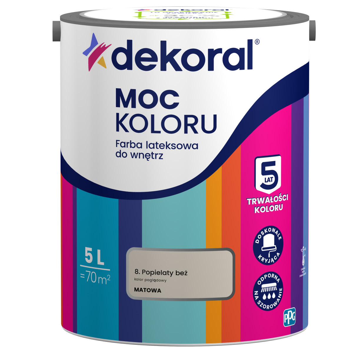 FARBA EMULSJA DEKORAL PPG MOC KOLORU popielaty beż 5L