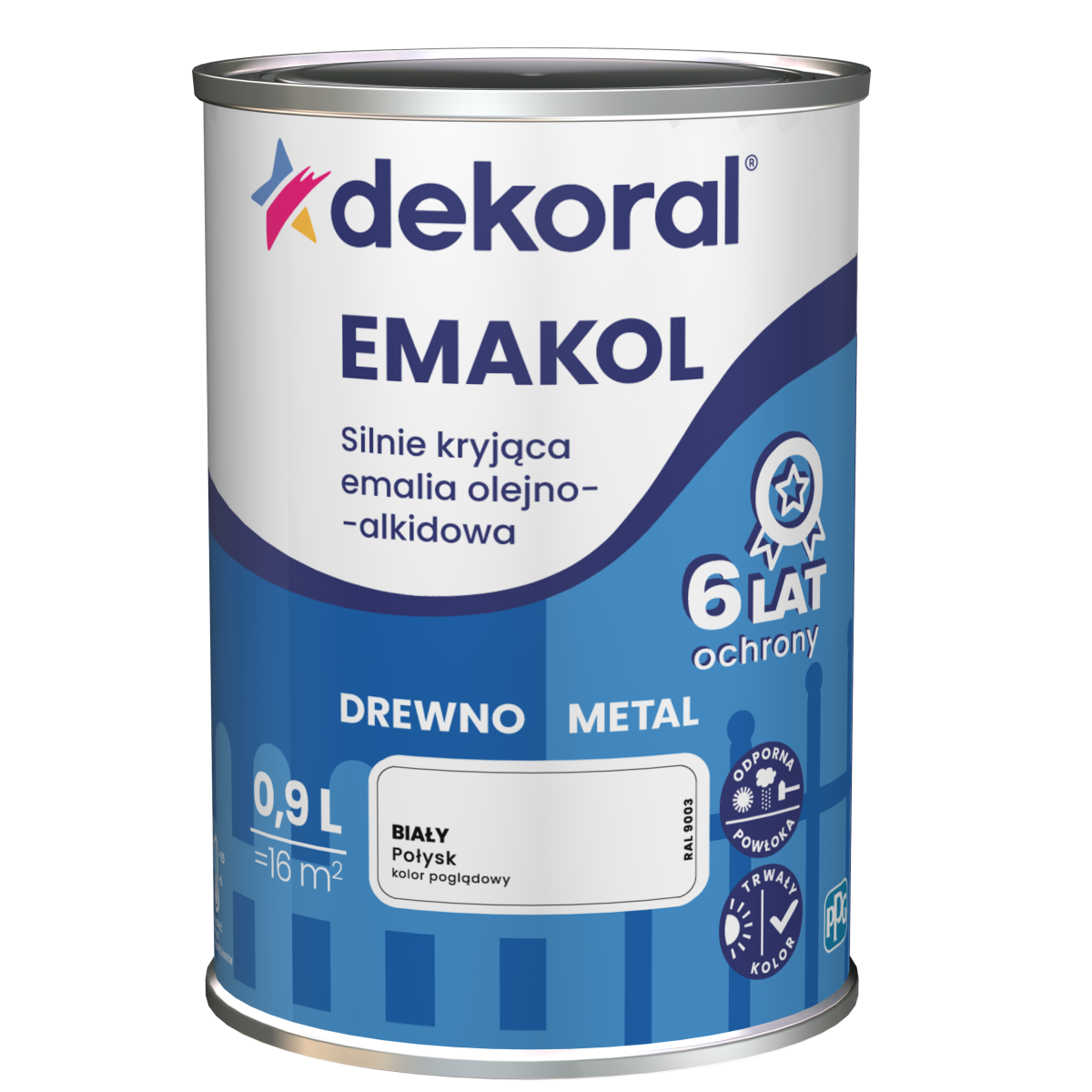 Farba emalia Dekoral Emakol Strong 0,9 L biała