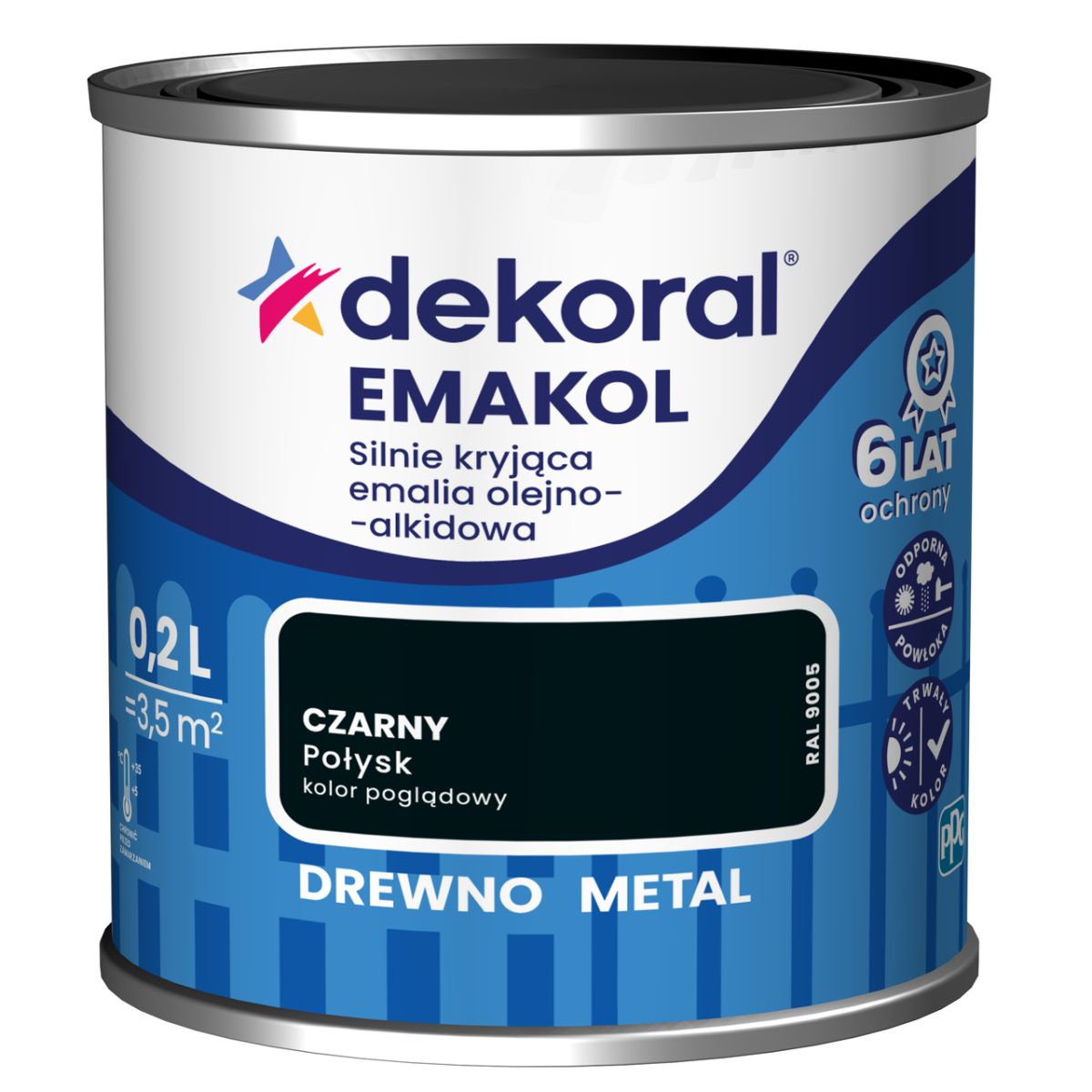 Farba emalia Dekoral Emakol Strong 0,2 L czarny
