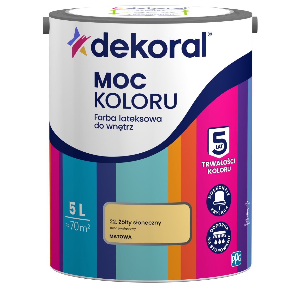 Farba emulsja Dekoral Akrylit w 5 L żółty słoneczny