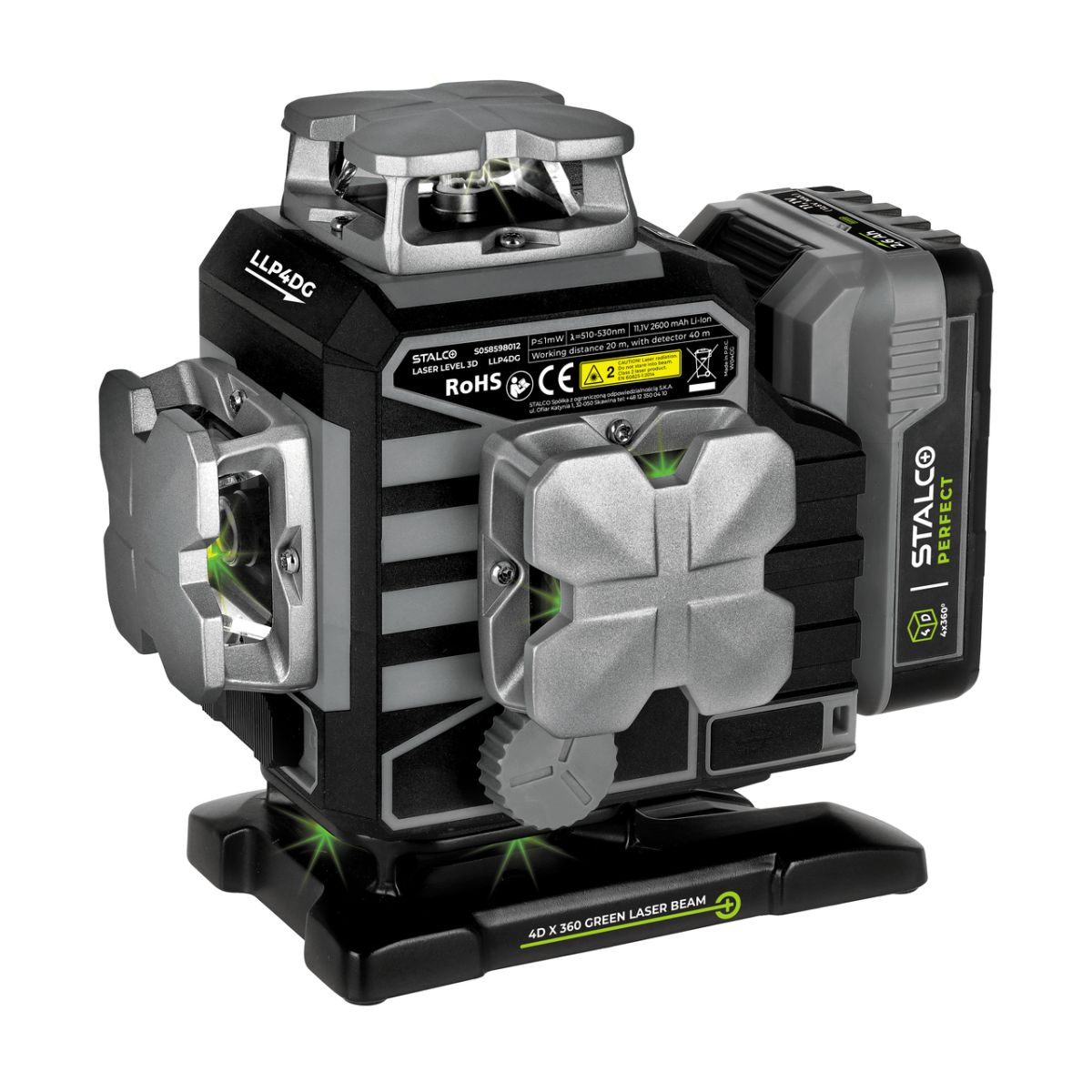Laser krzyżowy 4D LLP4DG zielony Stalco