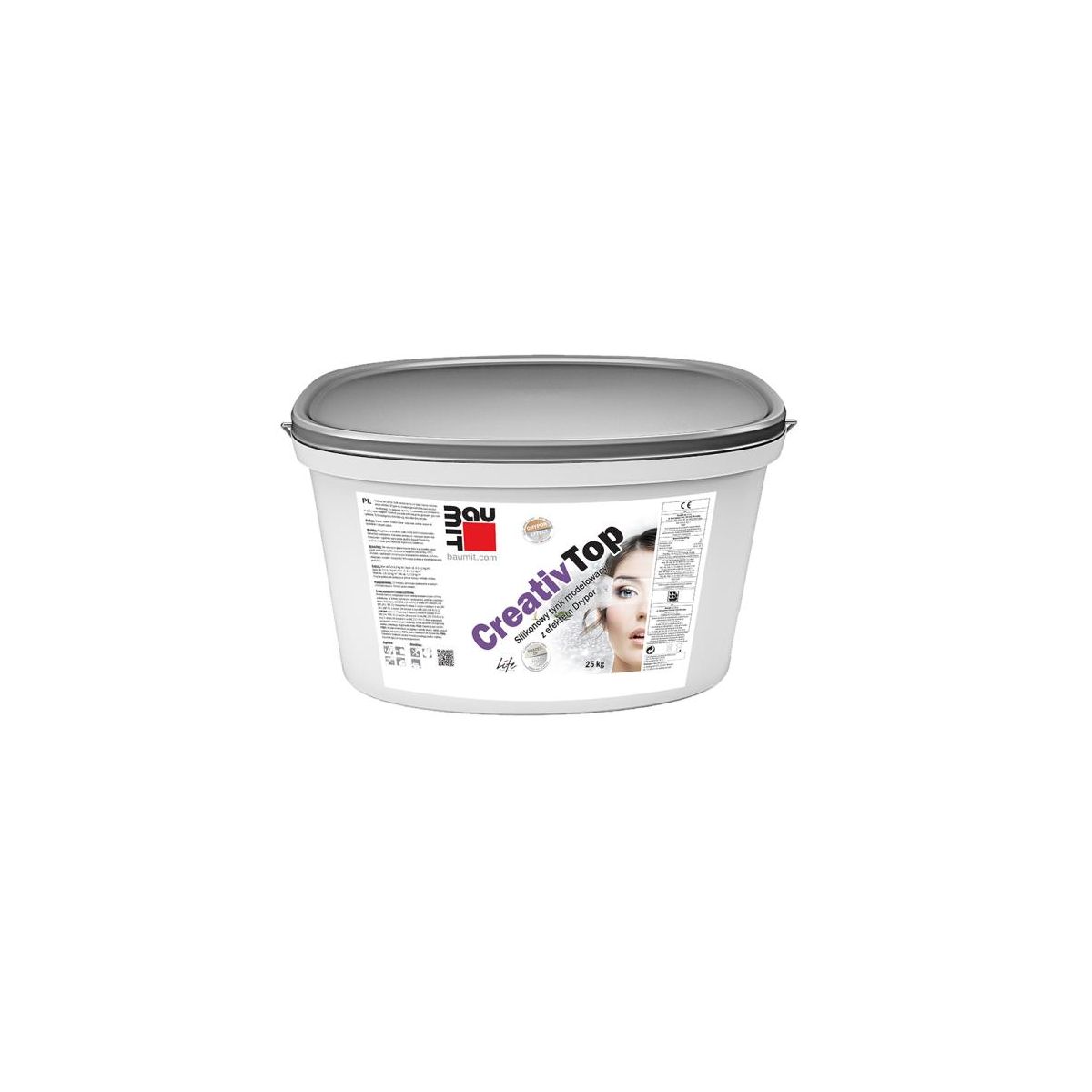 Tynk dekoracyjny CreativTop Fine - kolor biały Life 0019 - 25 kg BAUMIT
